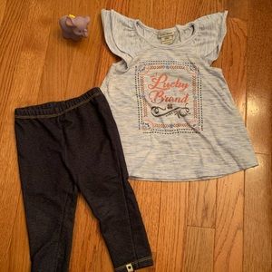 EUC LUCKY BRAND ADORABLE OUTFIT! Denim & shirt.